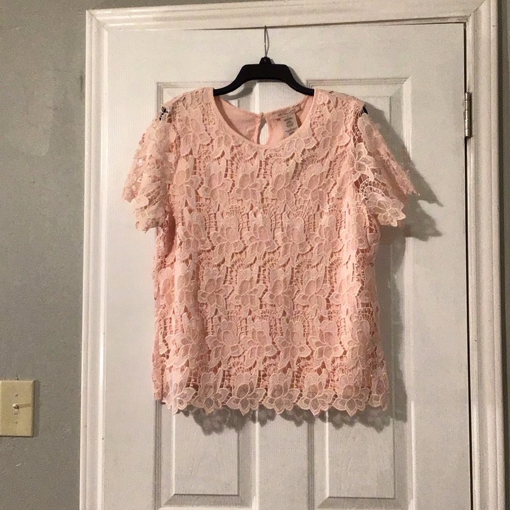 2/$15, 3/$21 Philosophy pink crochet blouse NWT